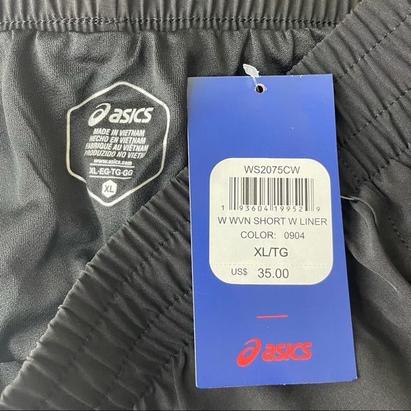 COPY - ASICS NWT WOVEN BLACK ATHLETIC SHORTS LINER XL - Picture 5 of 6